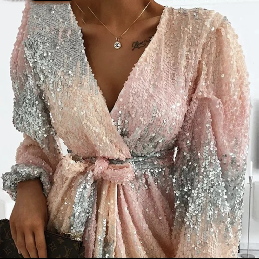 NWT Summer Cotton Candy Sequin Elegant Dress S: Small-Medium - Picture 2 of 8